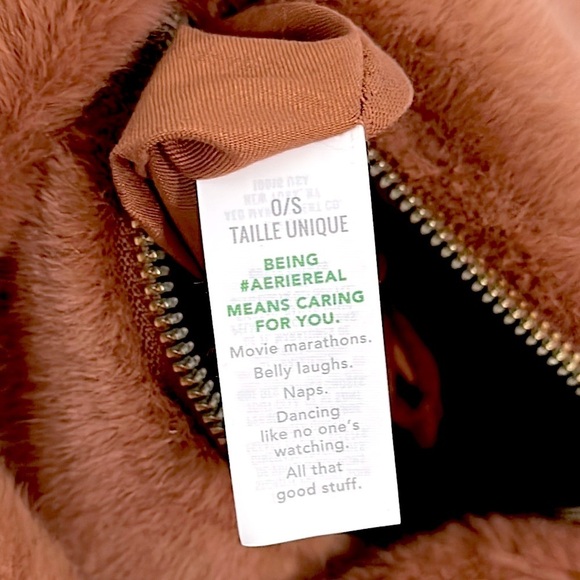 Aerie Mini Fur Bag In brown with gold zipper details NWT - Picture 10 of 11